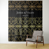 Goud Zwarte Elegante Draai Gotische Bruiloft Wandkleed (In situ)