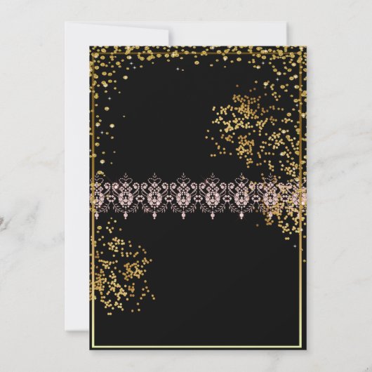 Goud-zwarte elegantie, zestien gouden roos kaart (Achterkant)