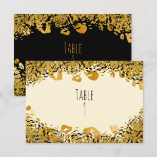 Goud & Zwarte Exotische Jungle Tafel Nummerkaart Kaart