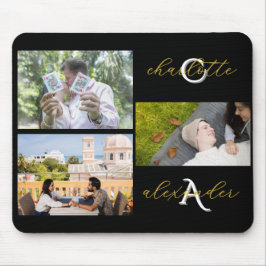 Goud & Zwarte Familie Foto Collage Muismat Cadeau