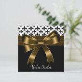 Goud & Zwarte Fleur De Lis Feest Kaart (Staand voorkant)