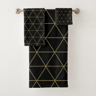 Goud Zwarte Geometrische Driehoeken Boho Glam Mini Bad Handdoek