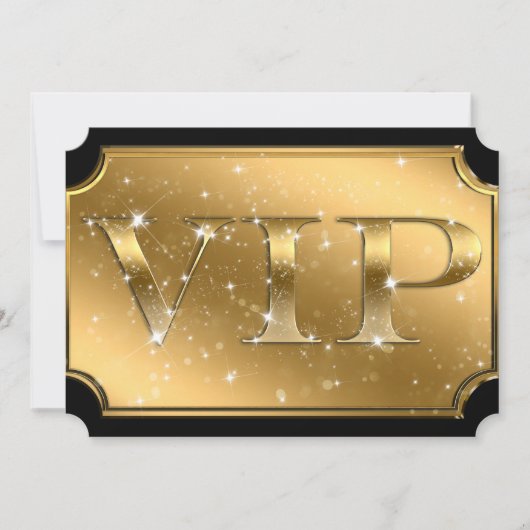 Goud & Zwarte Glitter Glam VIP-Party Event Ticket Kaart (Voorkant)