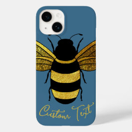 GOUD ZWARTE HOMMEL SCRIPT TEKST BEE DENIM BLAUW Case-Mate iPhone 14 HOESJE