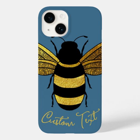 GOUD ZWARTE HOMMEL SCRIPT TEKST BEE DENIM BLAUW Case-Mate iPhone CASE (Achterkant)