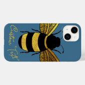 GOUD ZWARTE HOMMEL SCRIPT TEKST BEE DENIM BLAUW Case-Mate iPhone CASE (Achterkant (horizontaal))