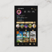 Goud & Zwarte Instagram LUXE Metalen QR-code Visitekaartje (Voorkant)