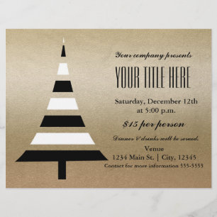 Goud & Zwarte Kerstboom Feest Flyer