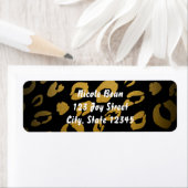 Goud & Zwarte Luipaardprint Chic Adreslabels Etiket (Insitu)