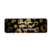 Goud & Zwarte Luipaardprint Chic Adreslabels