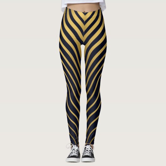 Goud & Zwarte Luxe Golfprint Leggings (Voorkant)