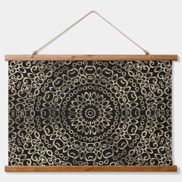 Goud Zwarte Mandala Chic Trippy Psychedelische Hip Hangend Wandkleed