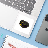 Goud & Zwarte Marmer Boogschutter Sterrenbeeld Sti Sticker (Laptop met iPhone)
