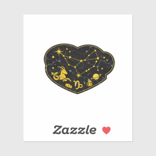 Goud & Zwarte Marmer Steenbok Zodiac Sticker (Vel)
