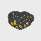 Goud & Zwarte Marmer Steenbok Zodiac Sticker (Voorkant)