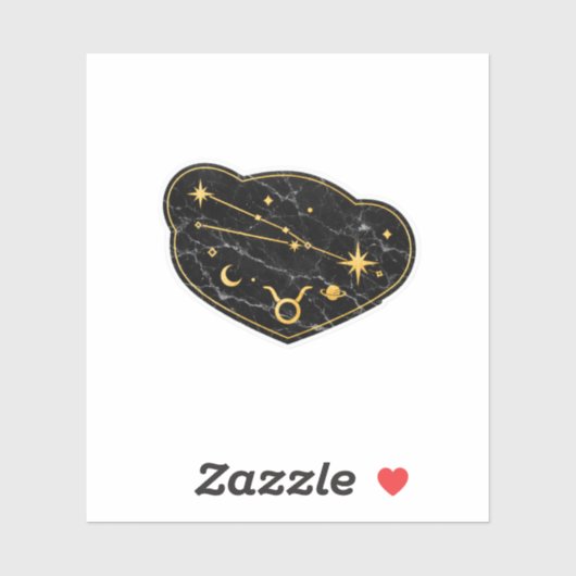 Goud & Zwarte Marmer Stier Zodiac Sticker (Vel)