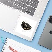 Goud & Zwarte Marmer Stier Zodiac Sticker (Laptop met iPhone)