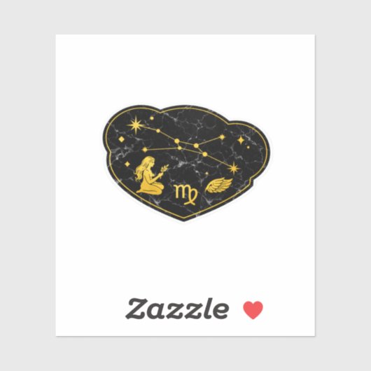 Goud & Zwarte Marmeren Virgo Zodiac Sticker (Vel)