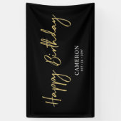 Goud & Zwarte Minimale Aangepaste Verjaardagsbanne Spandoek (Verticaal)