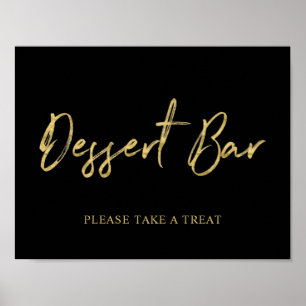 Goud Zwarte Moderne Borstel Lettering Dessert Bar  Poster