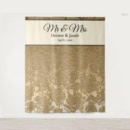 Goud Zwarte Moderne Photo Booth Trouwachtergrond Wandkleed