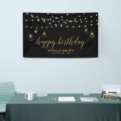 Goud & Zwarte Moderne Verjaardagsbanner Spandoek (Beurs)