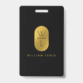 Goud & Zwarte Monogram Moderne Minimalist  Badge