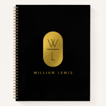 Goud & Zwarte Monogram Moderne Minimalist