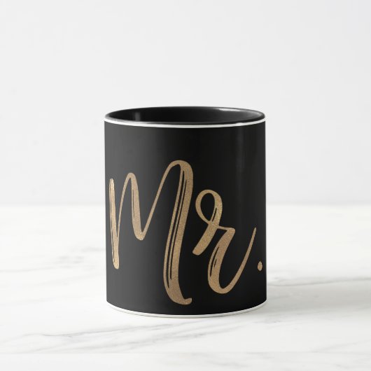 Goud & Zwarte MR. Typografie Modern Minimaal Lette Mok (Midden)