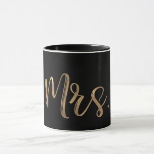 Goud & Zwarte MRS. Typografie Modern Minimaal Type Mok