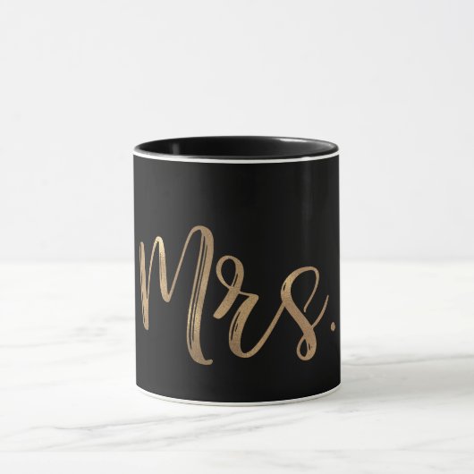 Goud & Zwarte MRS. Typografie Modern Minimaal Type Mok (Midden)