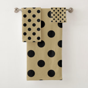 Goud & Zwarte Polka Stippen Stip Bad Handdoek