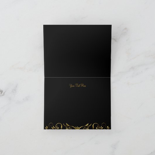 Goud & Zwarte Roos Dankkaart Bedankkaart (Binnen)