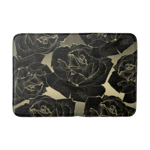 Goud & Zwarte Roos Glam Elegant Klassevol Chic Badmat