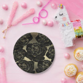 Goud & Zwarte Roos Glam Elegante Chique Feest Papieren Bordje (Feest)