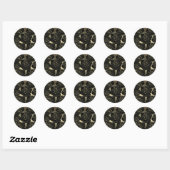 Goud & Zwarte Roos Glam Elegante Klasse Chique Fee Ronde Sticker (Vel)