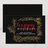 Goud, zwarte spar filiaal lijst Kerst bedrijf Feestdagenkaart (Voorkant / Achterkant)