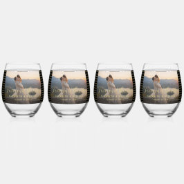 Goud & Zwarte Stip Persoonlijke Huwelijk Wijnglas Zonder Voet