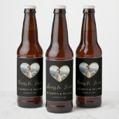 Goud & Zwarte Stippen Persoonlijke bruiloft Bier Etiket (Flessen)