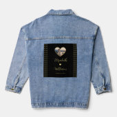 Goud & Zwarte Stippen Persoonlijke bruiloft Denim Jacket (Achterkant)