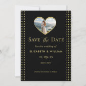Goud & Zwarte Stippen Persoonlijke bruiloft Save The Date (Voorkant)