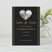 Goud & Zwarte Stippen Persoonlijke bruiloft Save The Date (Staand voorkant)