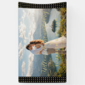 Goud & Zwarte Stippen Persoonlijke bruiloft Spandoek (Verticaal)