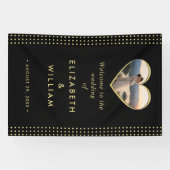 Goud & Zwarte Stippen Persoonlijke bruiloft Spandoek (Horizontaal)