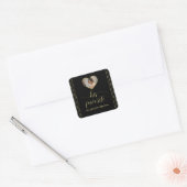 Goud & Zwarte Stippen Persoonlijke bruiloft Vierkante Sticker (Envelop)