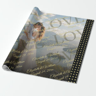 Goud & Zwarte Stippen Persoonlijke Trouwdag Cadeaupapier