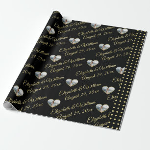 Goud & Zwarte Stippen Persoonlijke Trouwdag Cadeaupapier