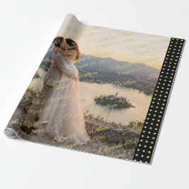 Goud & Zwarte Stippen Persoonlijke Trouwdag Cadeaupapier