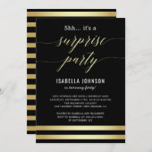 Goud & Zwarte Strepen Shh... Het is een verrassing Kaart (Voorkant / Achterkant)