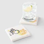 Goud & Zwarte Tijger Symbool Chinoiserie Chic Stenen Onderzetter (Zijkant)